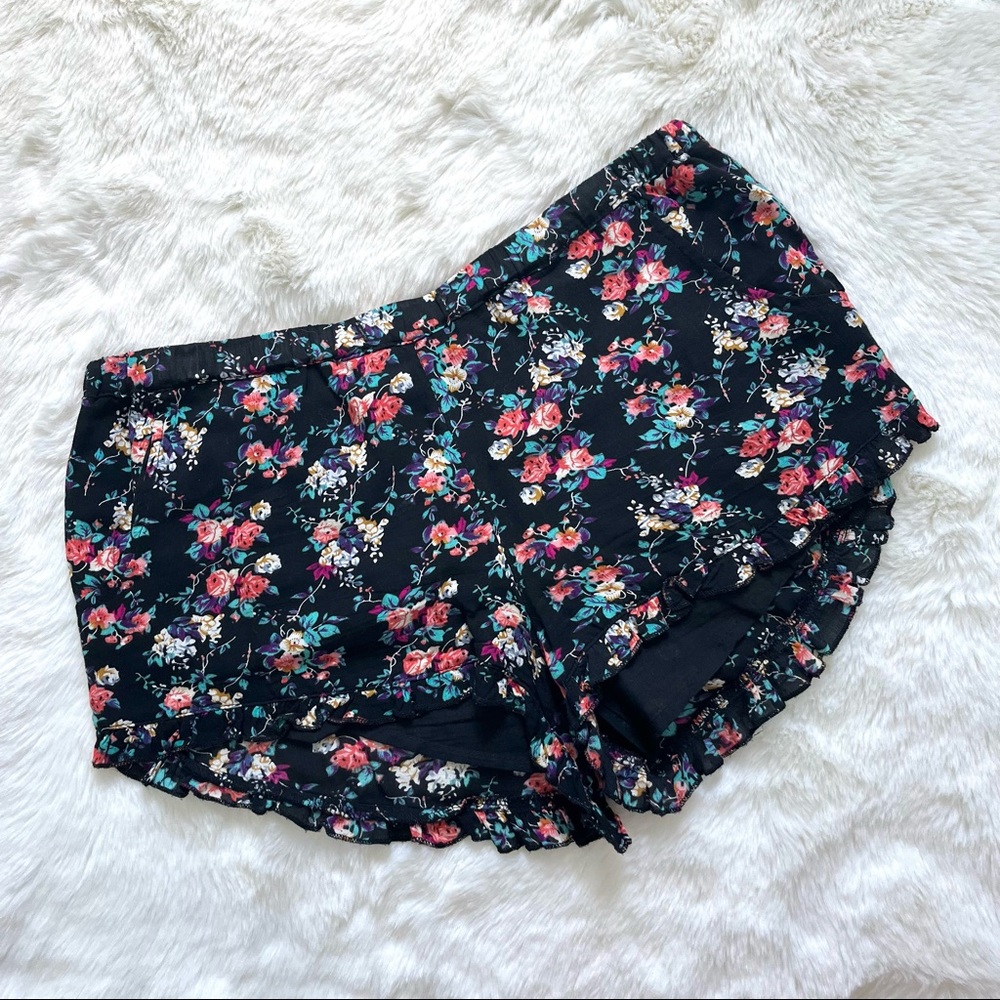 Forever 21 Black Floral Pattern Soft Shorts